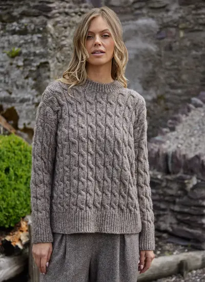 Fisherman Alpaca Cable Crew Sweater 
